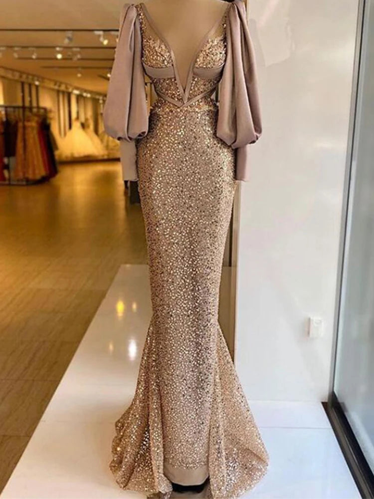 Sparkly Mermaid Prom Dress - Custom Fit, Fast Shipping, Tax-Free | Evening Gown, Party Dress, Wedding Dress | Handmade, Dubai, Saudi Arabia