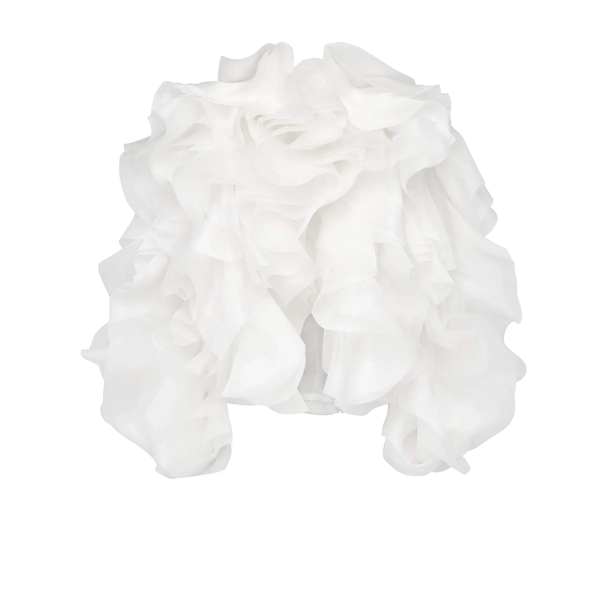 Avant-garde unique suit with voluminous ruffles and modern silhouette